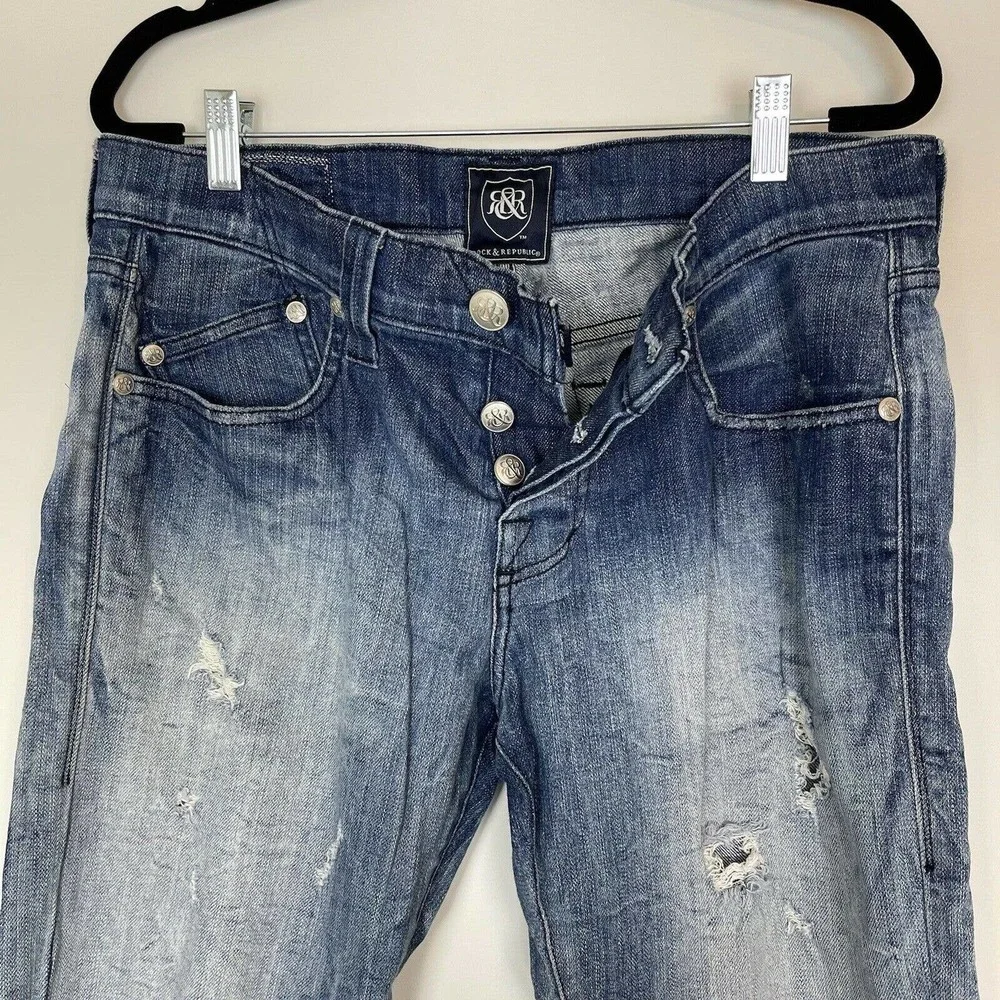 Men's Rock & Republic Vaughn Jeans Distressed Straight Leg Size 33
